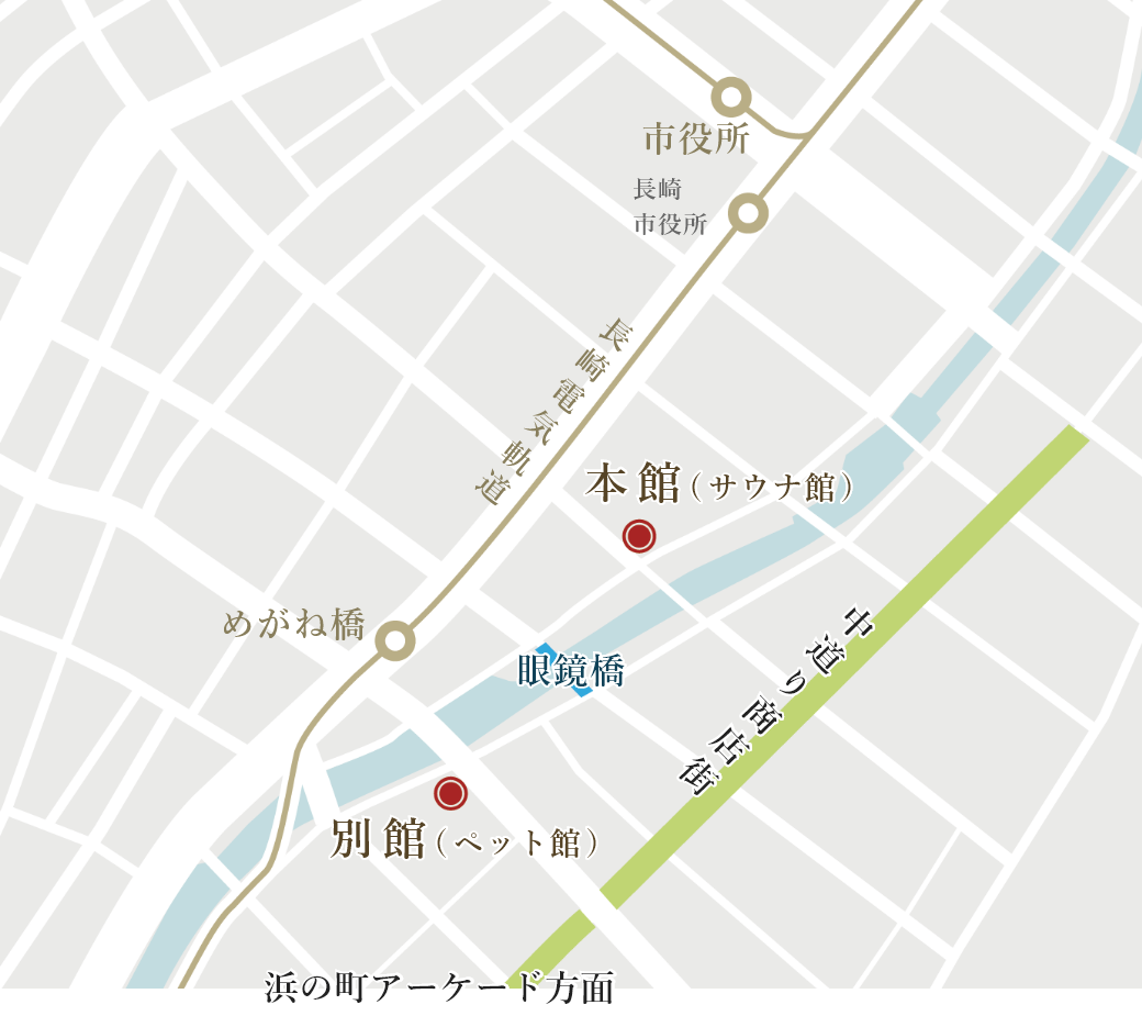 本館と別館の周辺地図